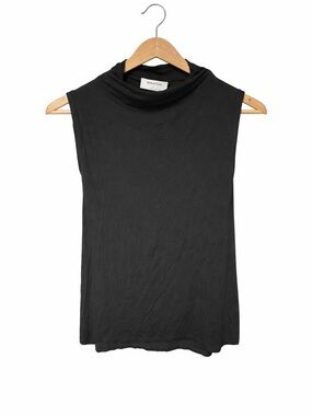 Babaton Vince Mock Neck Sleeveless Tank Top Black Size L Minimalist Basic